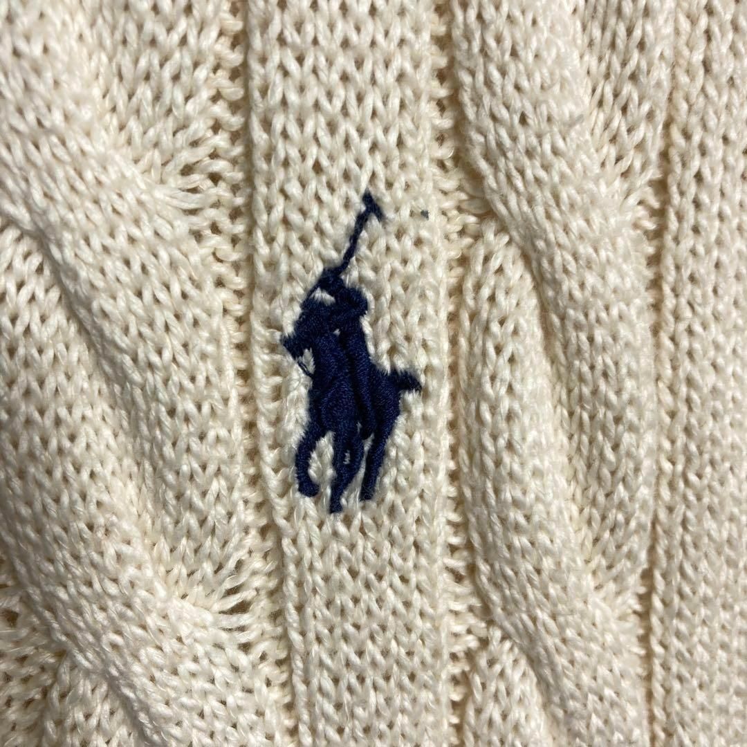 ポロラルフローレン ケーブルニット ロールネック ポニー刺繍 ニット アイボリー 人気Lサイズ】ラルフローレン 刺繍ロゴ入りケーブルニット