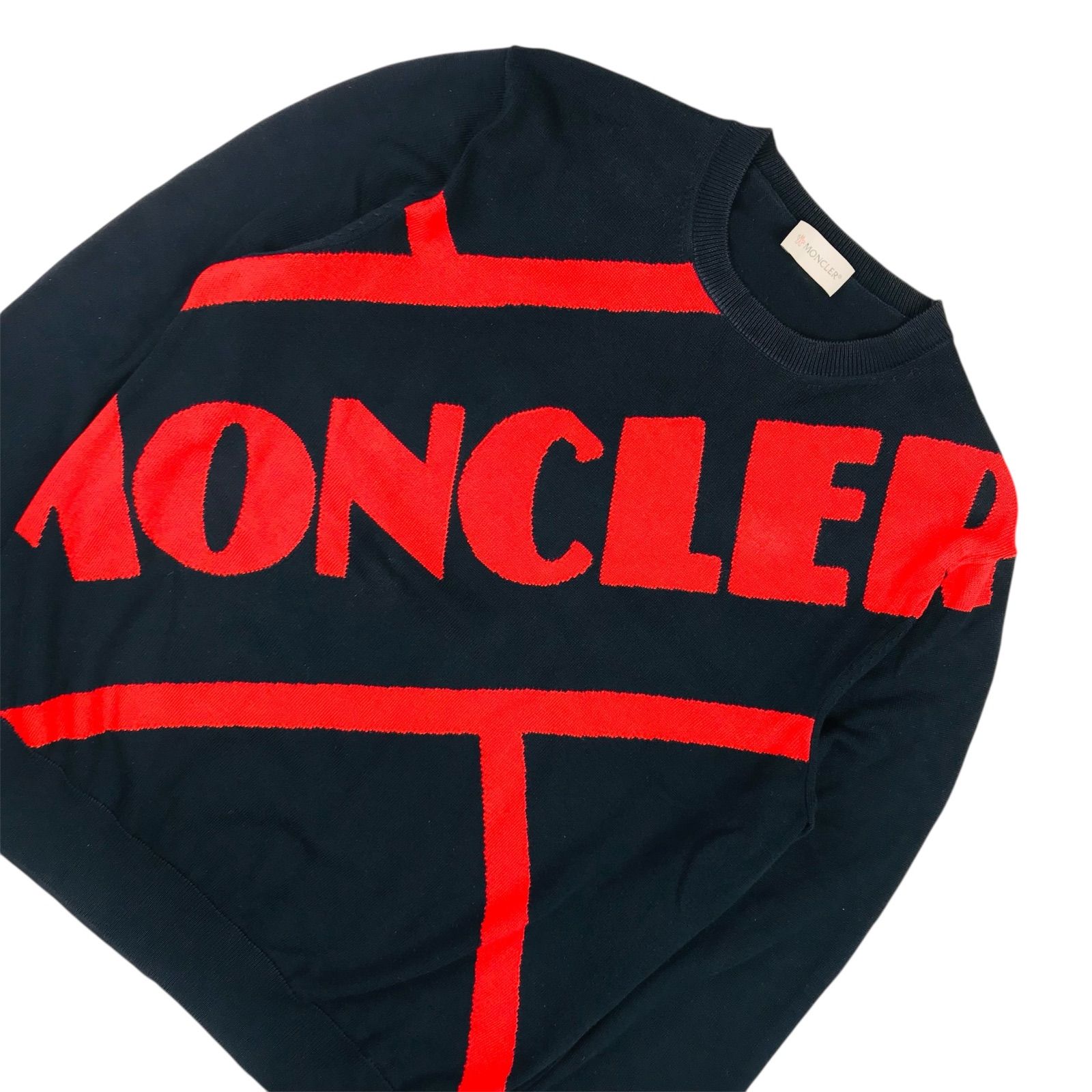 MONCLER モンクレール GIROCOLLO TRICOT メンズ ビックブランドロゴ ジャガードデザイン コットン クルーネック ニット S メンズニット セーター アウター カジュアル 秋冬物 ブランド
