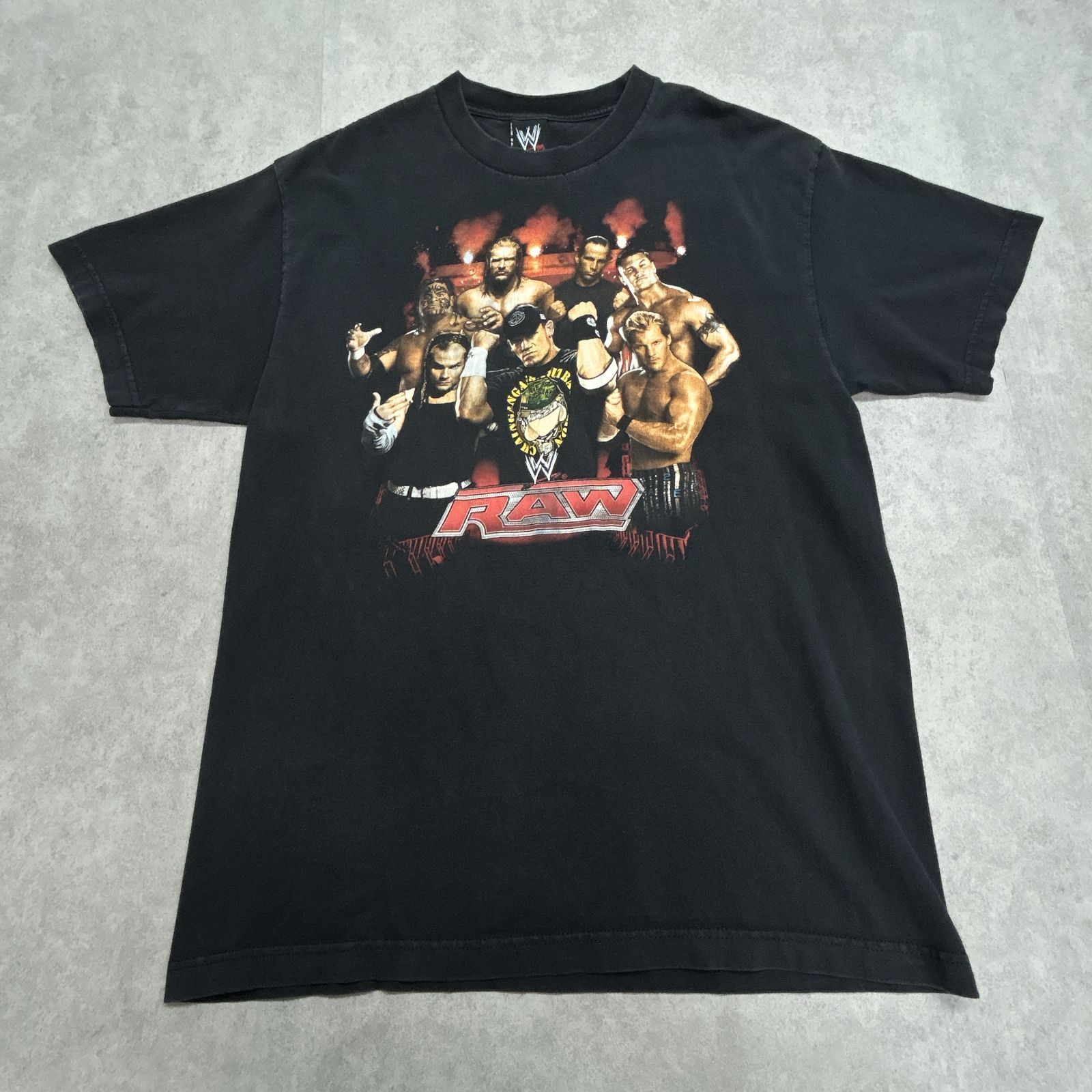 00s　WWE Raw　プロレス　アメリカ　テレビ番組　トップス　半袖Tシャツ　プリントTシャツ　古着　ブラック 黒　L