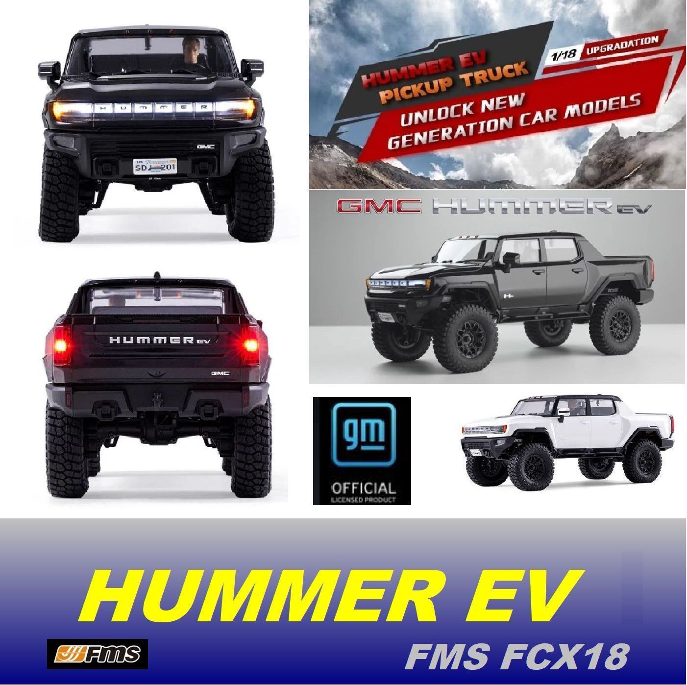 FMS 1/18 HUMMER EV RCクローラー Amazon.com: BEEZRC FMS 1/18 RC Crawler RTR FCX18 HMMWV EV Licensed