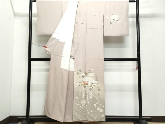 平和屋着物＊夏物 訪問着 絽 色紙吉祥文 銀彩 正絹 逸品 AABA2809jd