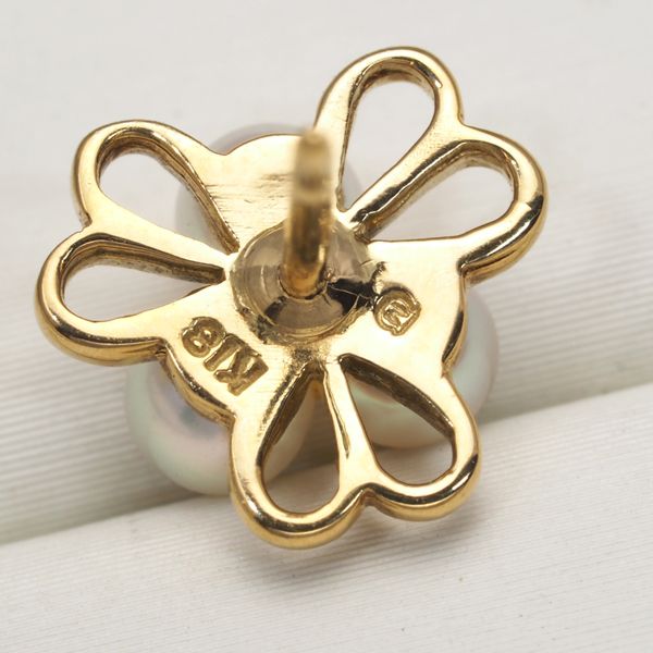 ミキモト ピアス ベビーパール 真珠 3.7mm フラワー K18YG #172213