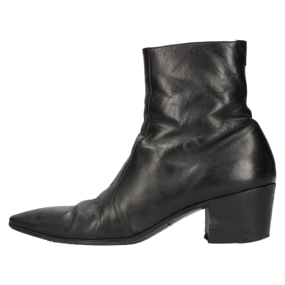 SAINT LAURENT PARIS (サンローランパリ) VASSILI ZIPPED BOOTS IN SMOOTH LEATHER  ヴァッシーリ サイドジップ レザー ヒール ブーツ ブラック 667620 - メルカリ