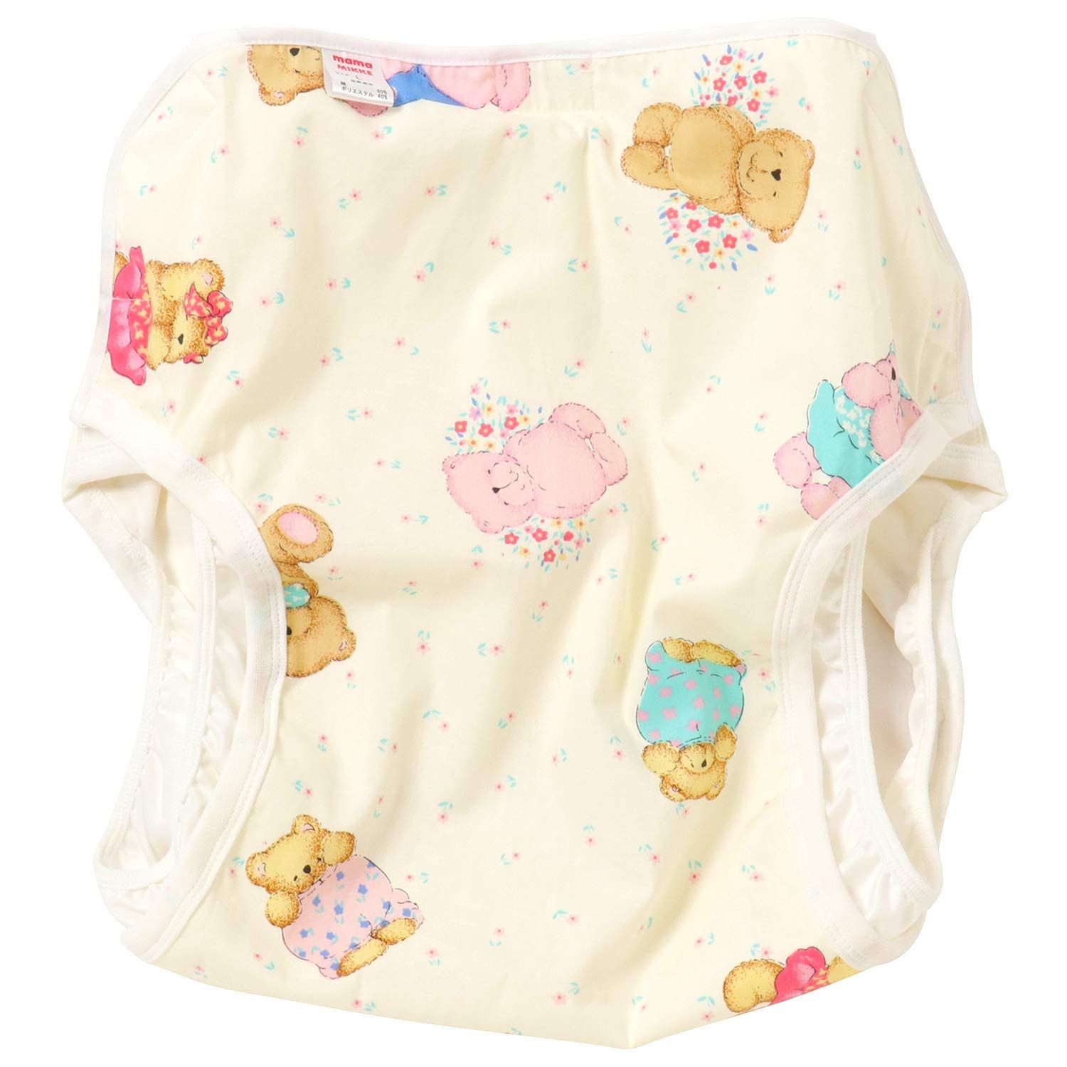 ママミッケ おむつカバー 股おむつ 大人用 かわいい マジックテープ サイズ調整 快適 防水加工 くま はな M