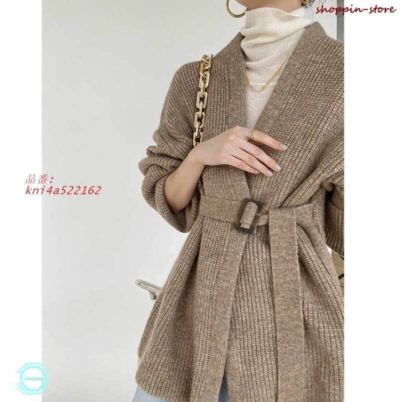 ニットカーディガン ミディアム丈