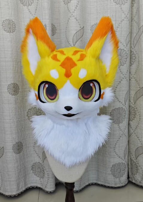 ファースーツ 着ぐるみセット 犬 黄色 ケモノ 全頭ヘッド ぬいぐるみ