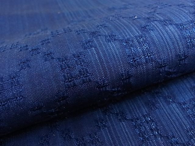 平和屋本店□超希少 日本工芸会正会員 秋山眞和 綾の手紬 手織 本藍染