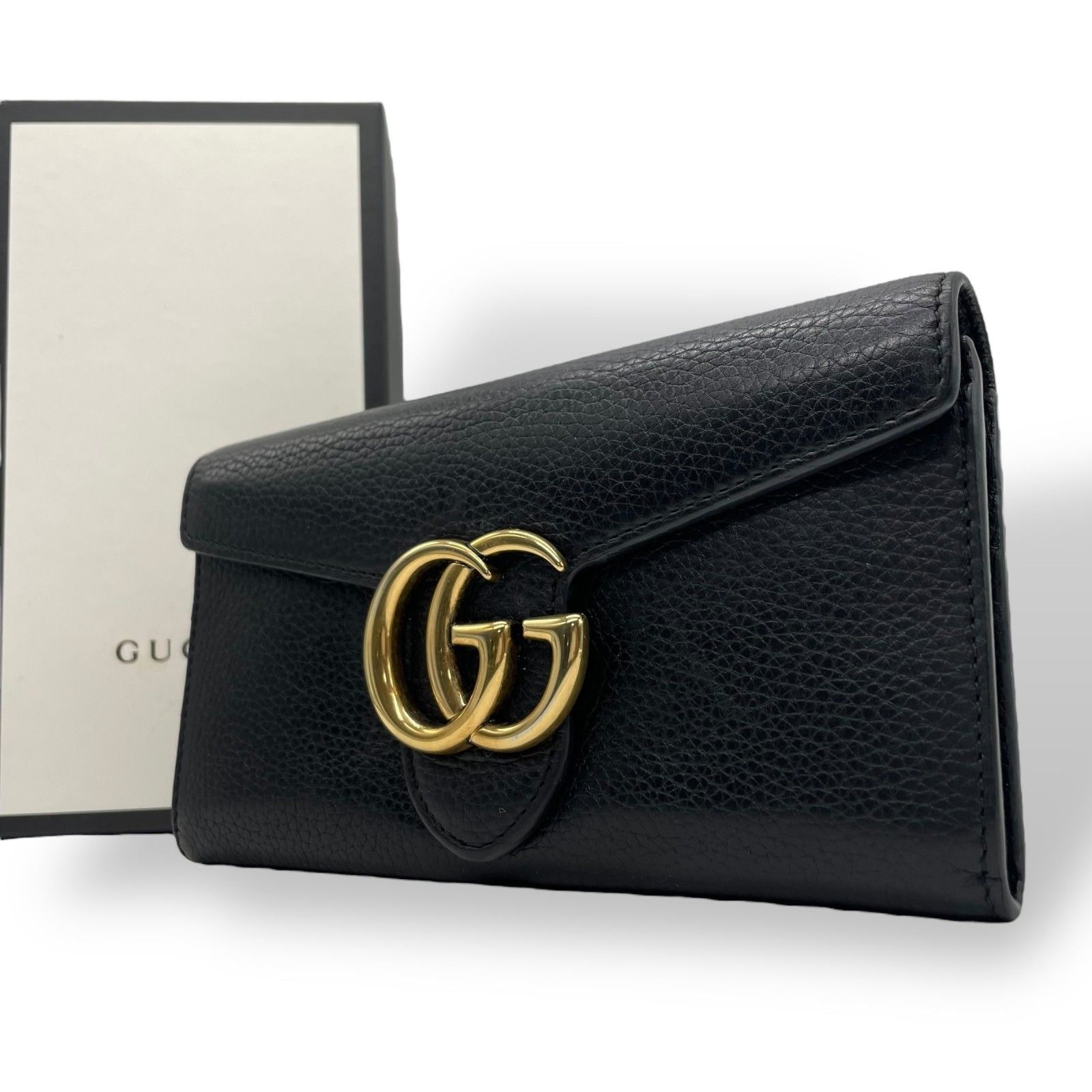 グッチ／GUCCI \"GG マーモント\"長財布(ブラック) 黒 GUCCI グッチ 財布 長財布 ラウンドファスナー GGマーモント
