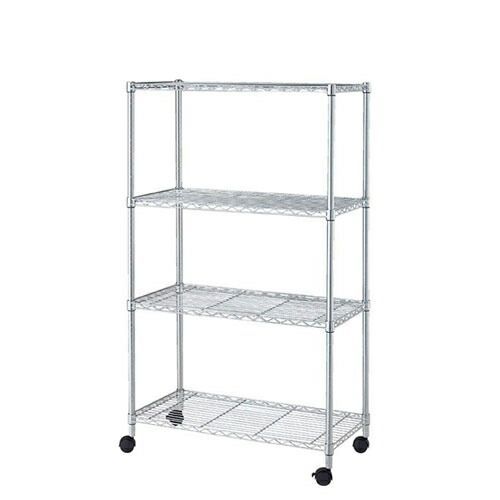 スチールラック D35cmタイプ キャスター付き H156cm 棚4段 W90.7cm  61-66-10-1 