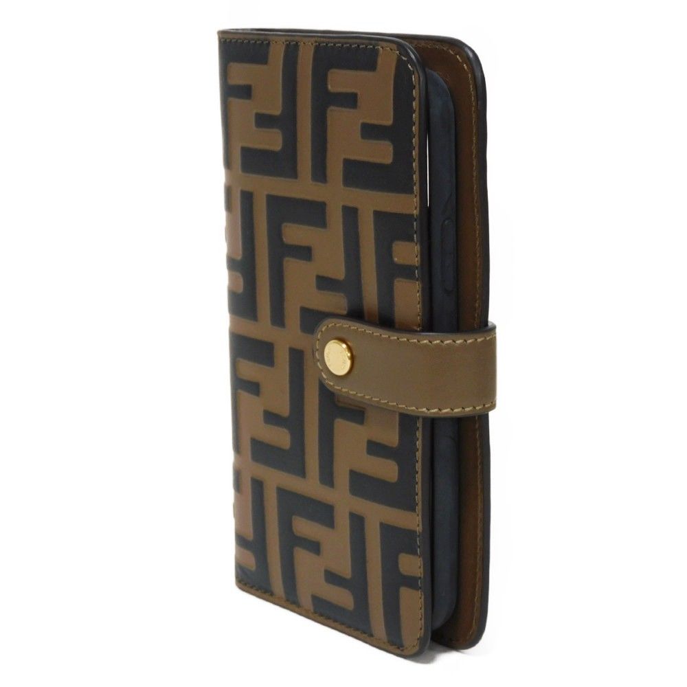 FENDI フェンディ iPhone 11 PRO ズッカ ブラウン ブラック FFロゴ エンボス 手帳型 スナップボタン FFダイヤモンド マヤ スマホケース 7AR918 AAFM F13VK
