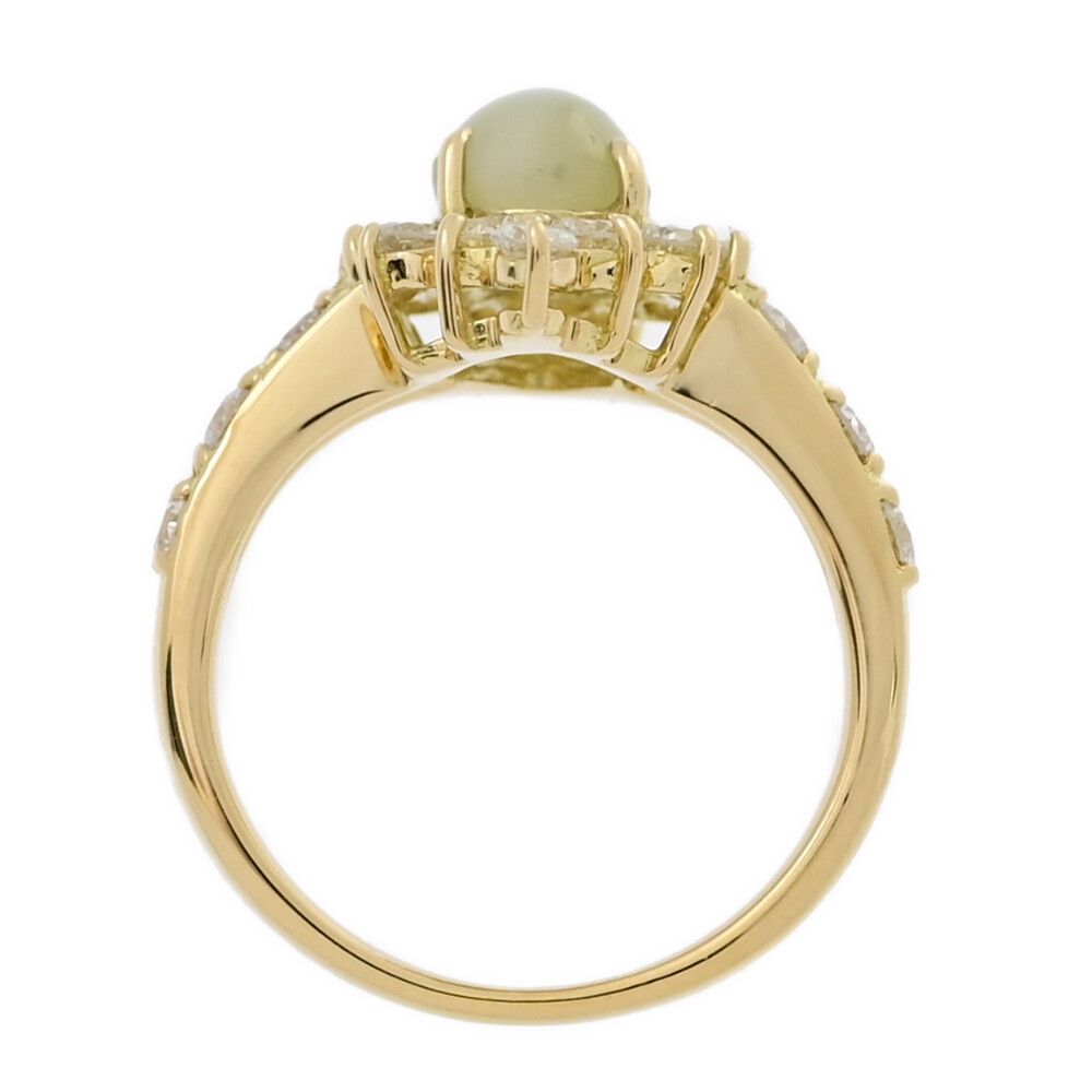 レアな逸品！k18WG キャッツアイルチル ダイヤ リング M307 CH1.17ct/FD:0.82ct/クリソベリル・キャッツアイ ダイヤモンド