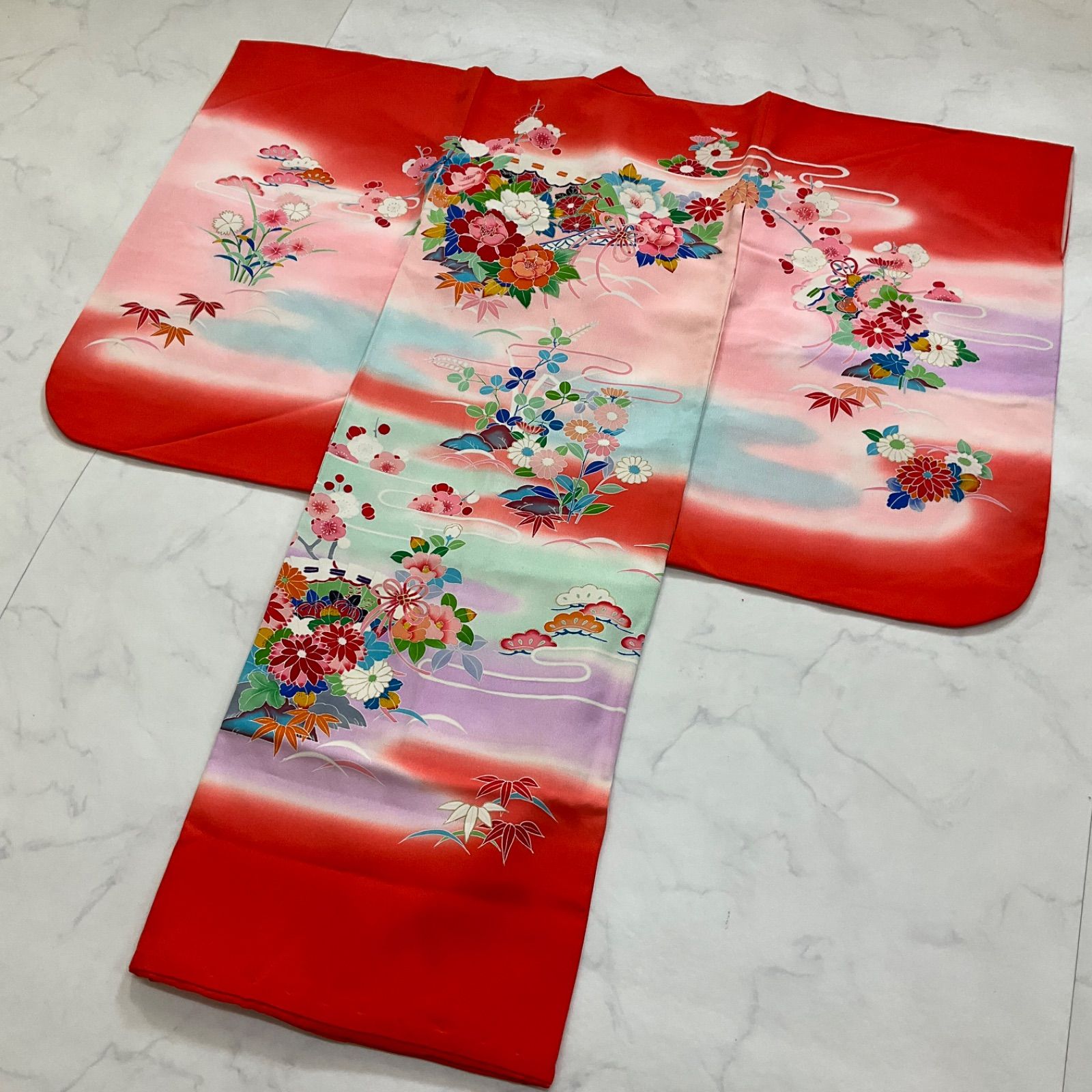 ◆kimono+one◆美品◆最高級友禅◆3歳様◆正絹◆子供着物◆暈し染め◆裄47cm丈98.5cm◆七五三◆女の子着物◆七五三お詣り女の子着物こどものひお正月卒業式◆G4