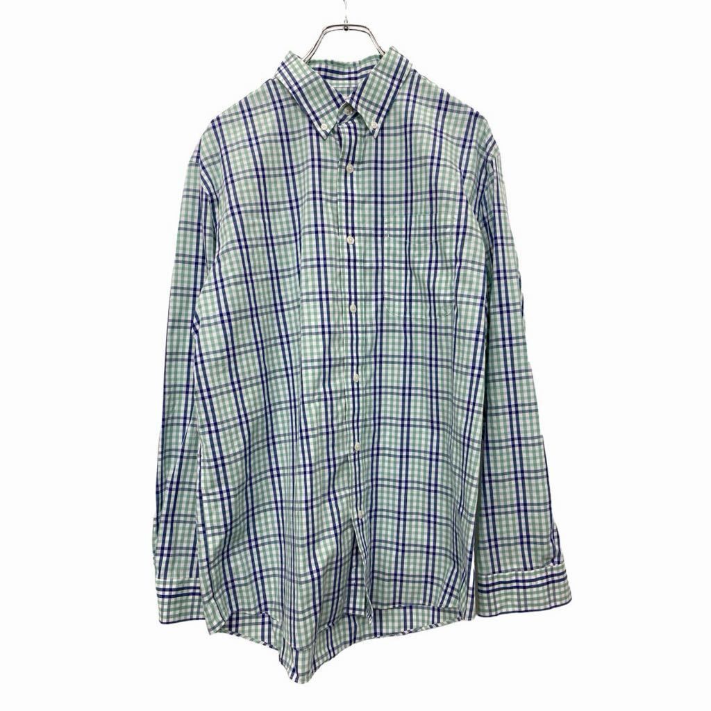 L.L.Bean 長袖 シャツ Mサイズ エルエルビーン 胸ポケット チェック柄 グリーン ブルー 古着卸 アメリカ仕入 t2407-3890