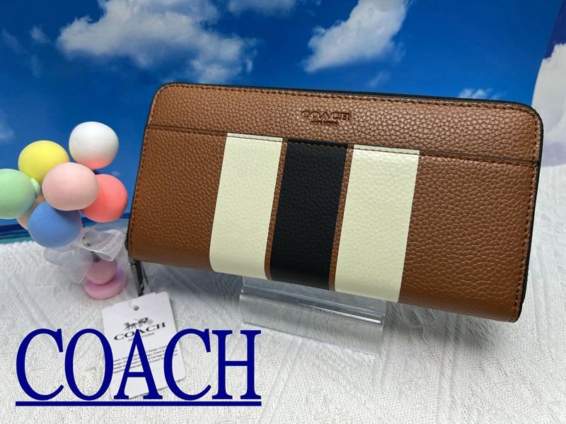 COACH 長財布コーチ 財布  アコーディオン ジップアラウンド ウォレット ヴァーシティ レザー 長財布  ダークサドルブラウン プレゼント メンズ  財布 新品未使用 ブランド F75395  A299 14