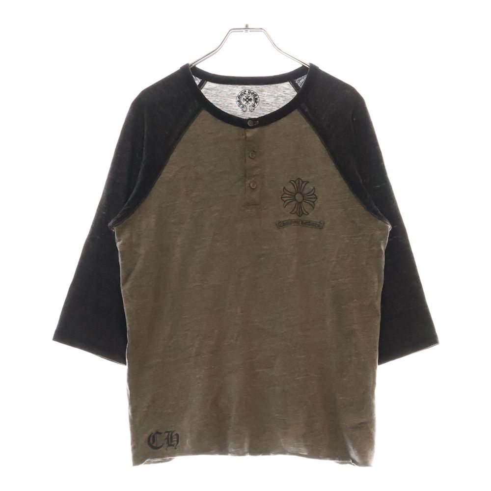CHROME HEARTS クロムハーツ CHプラスプリントラグラン ヘンリーネック長袖カットソー グレー