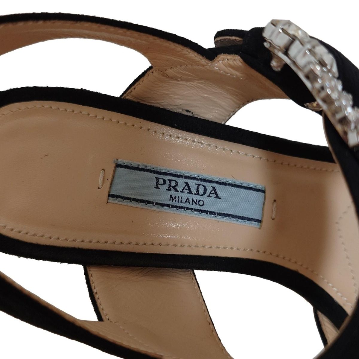 PRADA プラダ ビジューサンダル 黒×茶　可愛い ラインストーン PRADA プラダ ビジューサンダル 黒×茶 可愛い ラインストーン
