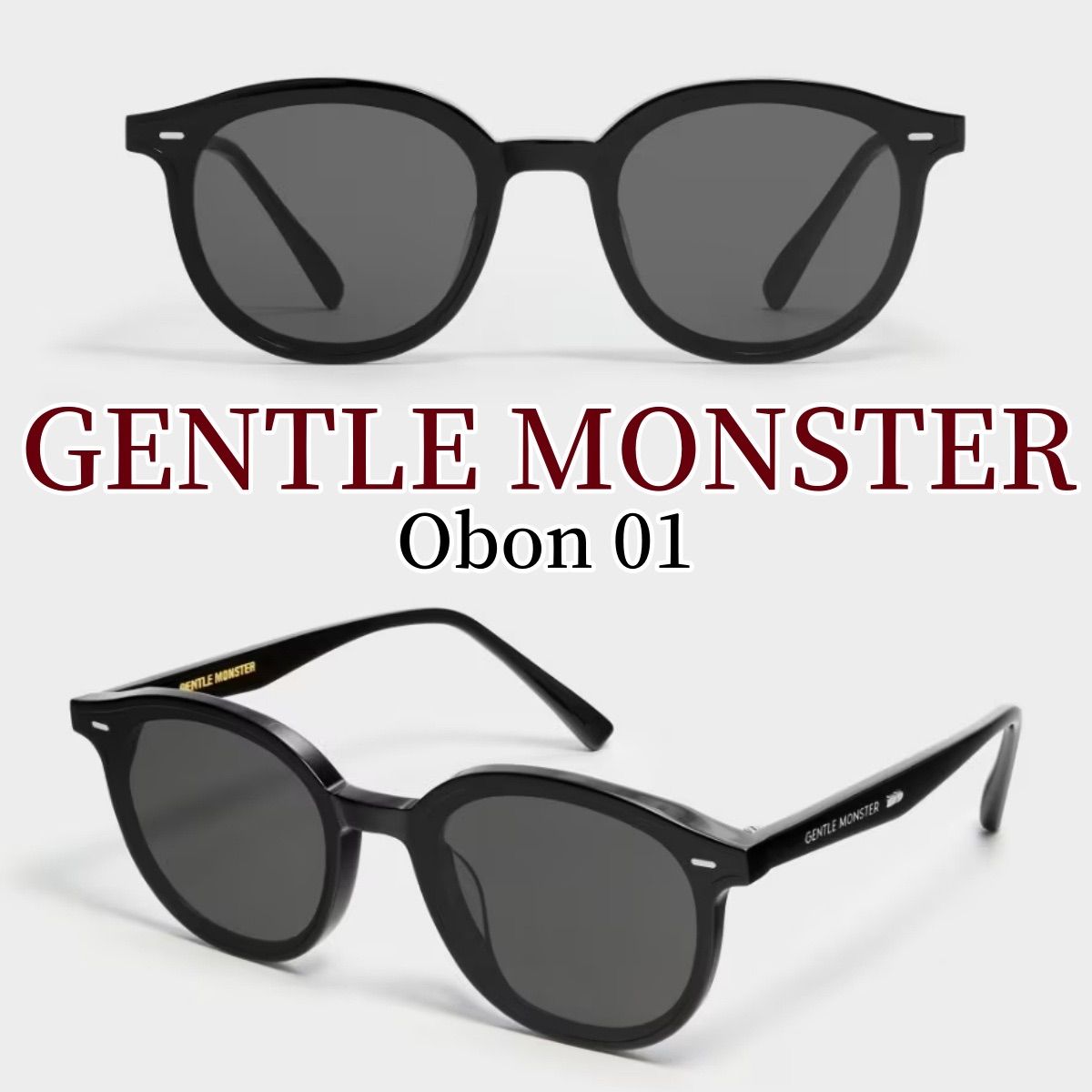 GENTLE MONSTERジェントルモンスター☆サングラス☆韓国芸能人愛用モデル Obon 01 ブラックフレーム/ ブラックレンズ☆フロントメタル装飾☆新品未使用正規品