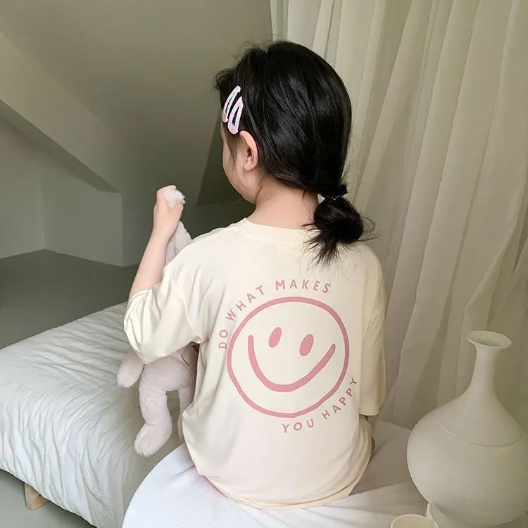 子供服 キッズ 女の子 ルームウェア スマイル モダール パジャマ セットアップ 半袖シャツ 韓国子供服 130 140150 メルカリShops