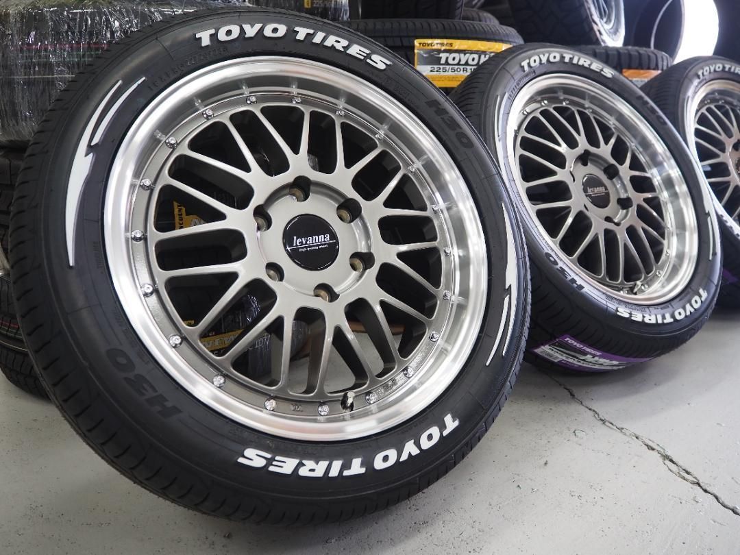 深リム メッシュ levanna V10LTH 18inch 7.0J 6H139.7 38 TOYO H30 225|50R18 車検対応 ホワイトレター ハイエース