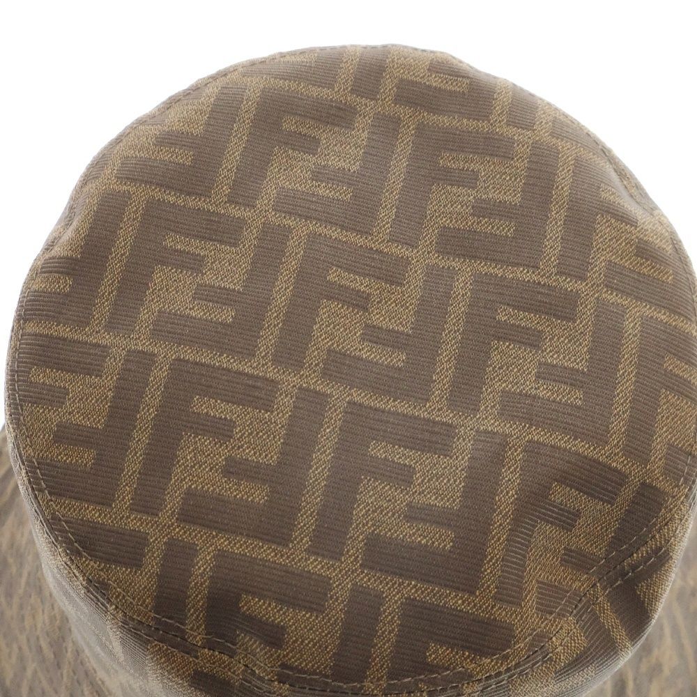 FENDI (フェンディ) FFロゴ ズッカ柄 バケットハット 帽子 ブラウン