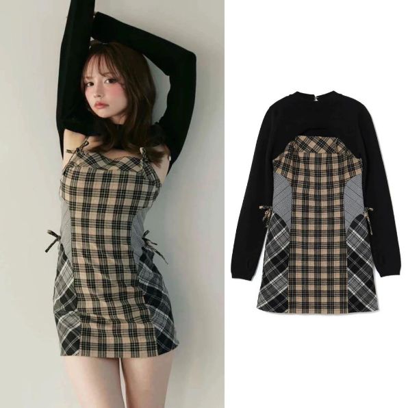 Andmary Khy check set ワンピ