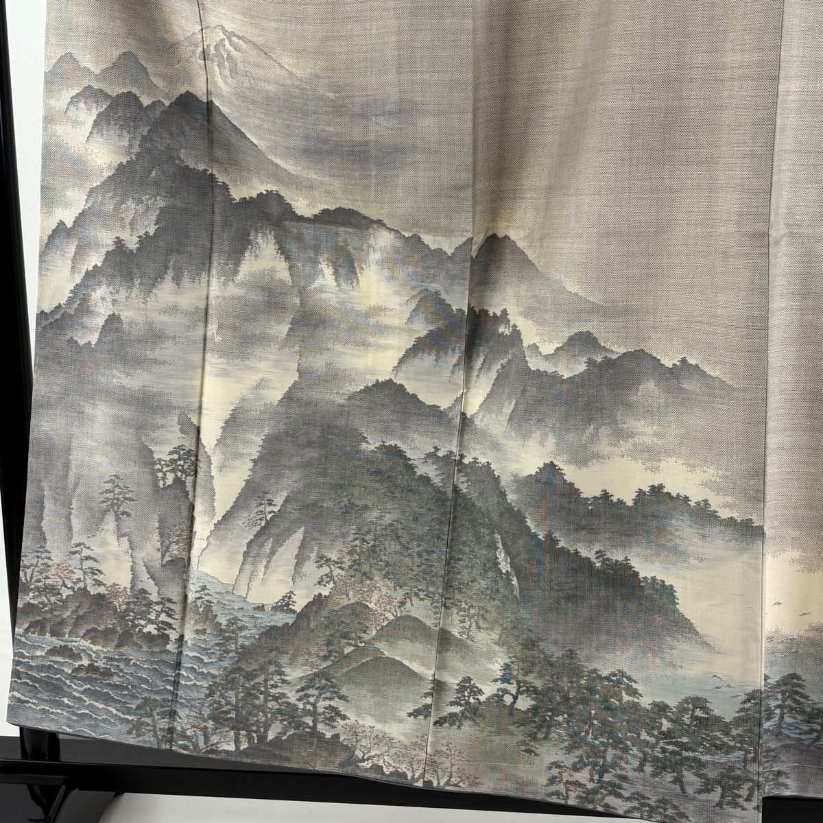 小紋 身丈166cm 裄丈68.5cm L 薄物 大島紬地 証紙 色紙 草花 ぼかし 薄紫