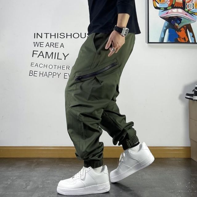 種類5：２ＸＬ/A：秋黒2322 メンズ 男性用 ファッション オシャレ シンプル 大人 かっこいい ストリート ヒップホップ HipHop 秋 カジュアル パンツ ゆったり レッグ ドローストリング 大きい ポ