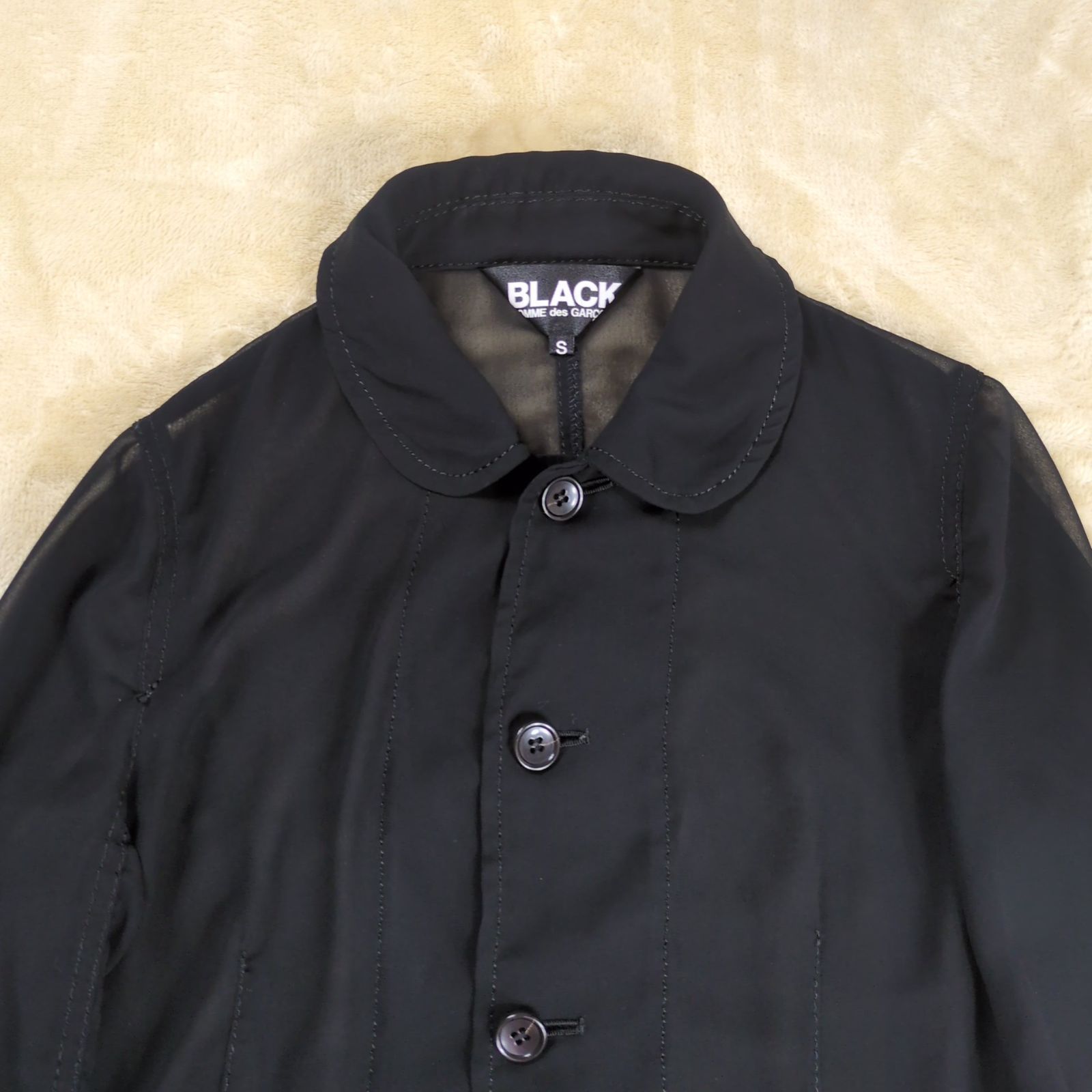 【希少】ブラックコムデギャルソン ジョーゼット 丸襟ジャケット S 希少】BLACK COMME des GARCONS ジョーゼット 丸襟ジャケット S