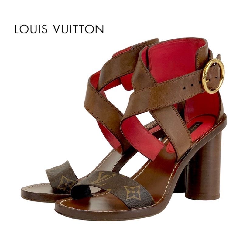 LOUIS VUITTON クロスストラップサンダル ブラウン LOUIS VUITTON クロスストラップサンダル ブラウン