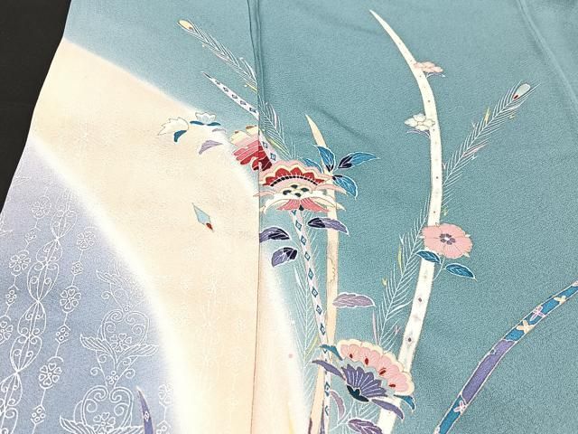 平和屋着物□上質な小紋 雲取り花文 金銀彩 正絹 逸品 AAAW9686gw