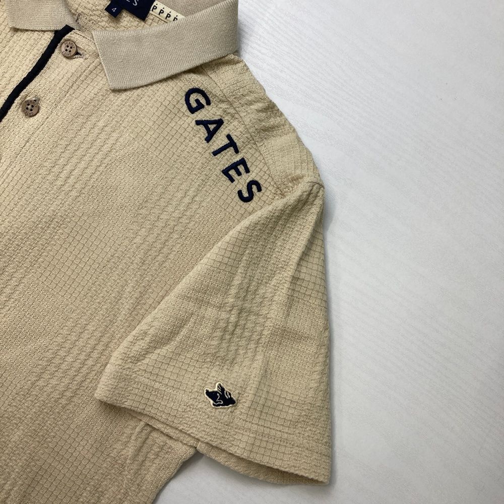 サイズ：4 PEARLY GATES パーリーゲイツ 半袖ポロシャツ 総柄 ベージュ