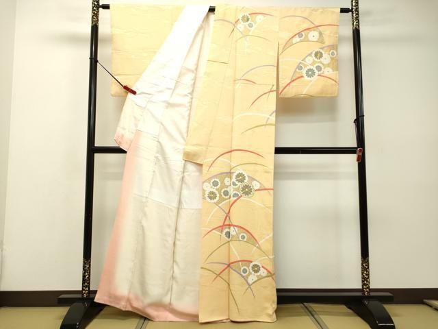 平和屋着物○訪問着 刺繍 短冊草花芝文 金彩 正絹 逸品 DAAV1168tw