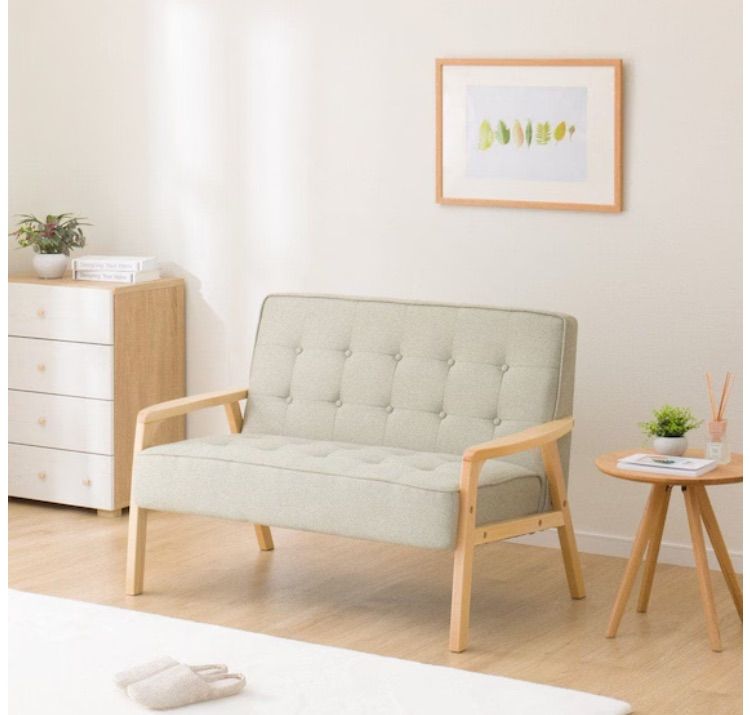 名古屋市近郊送料設置無料 S252 NITORI ニトリ コンパクト2Pソファ 天然木 ルッキ２KD 幅116cm