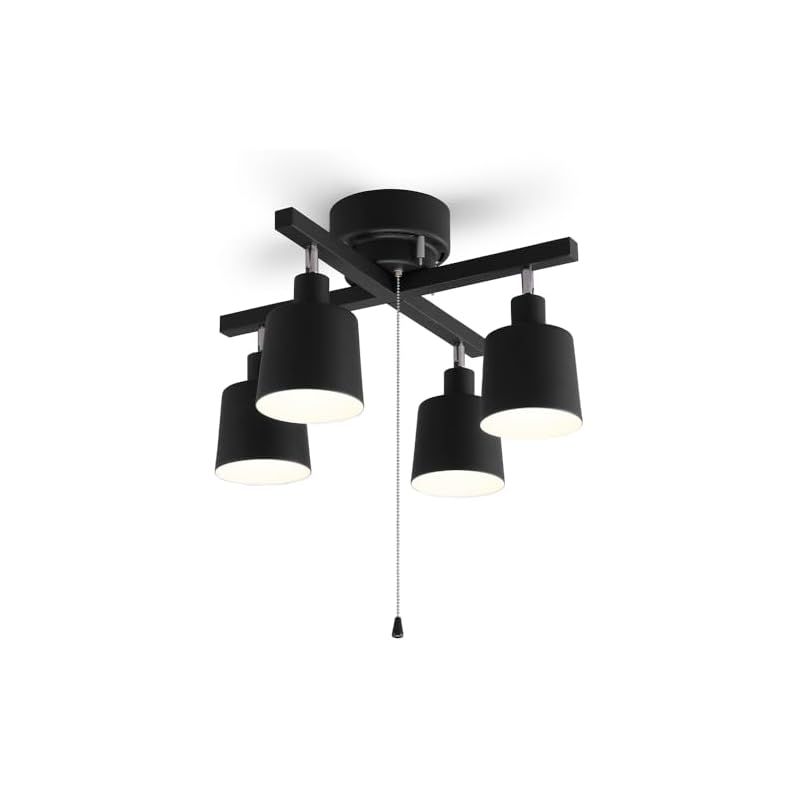 アイリスオーヤマ シーリングライト 4灯 スポットライト クロスタイプ 3段階調光 レトロ調 LED対応 簡単取付 インテリア照明 間接照明 おしゃれ 北欧ブラック CE4LA-20C-B 0