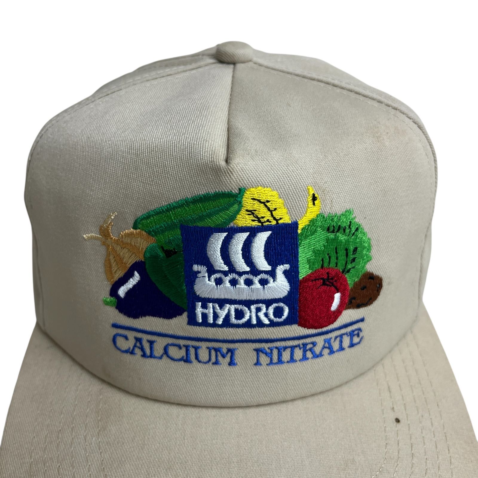 【USA製】90s ツートン キャップ ベージュ×カーキ ローキャップ キャップ/帽子】90s USA製 Hydro (ハイドロ) 肥料 フルーツ 果物