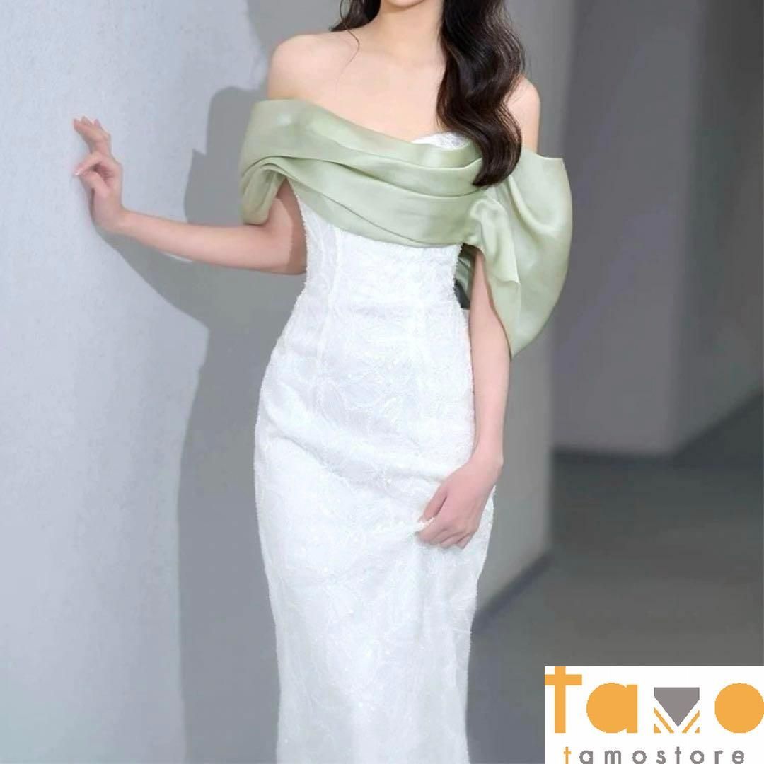 バイカラーがオシャレなスパンコールロングイブニングドレス バイカラーがオシャレなスパンコールロングイブニングドレス