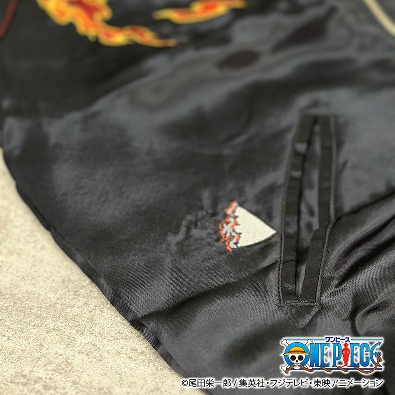 絡繰魂 × ONE PIECE エース×白ひげ リバーシブルスカジャン 刺繍 リバ