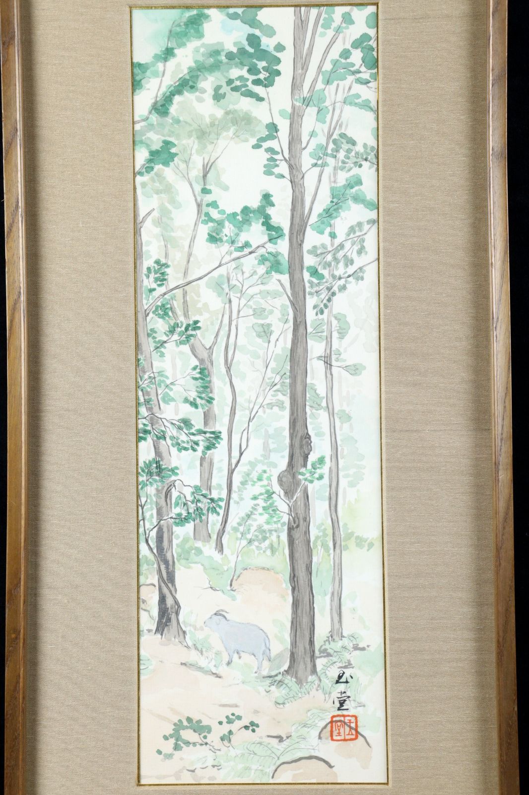 即日発送】平山郁夫 月華厳島 水辺の風景 日本画 金色額縁 平山郁夫