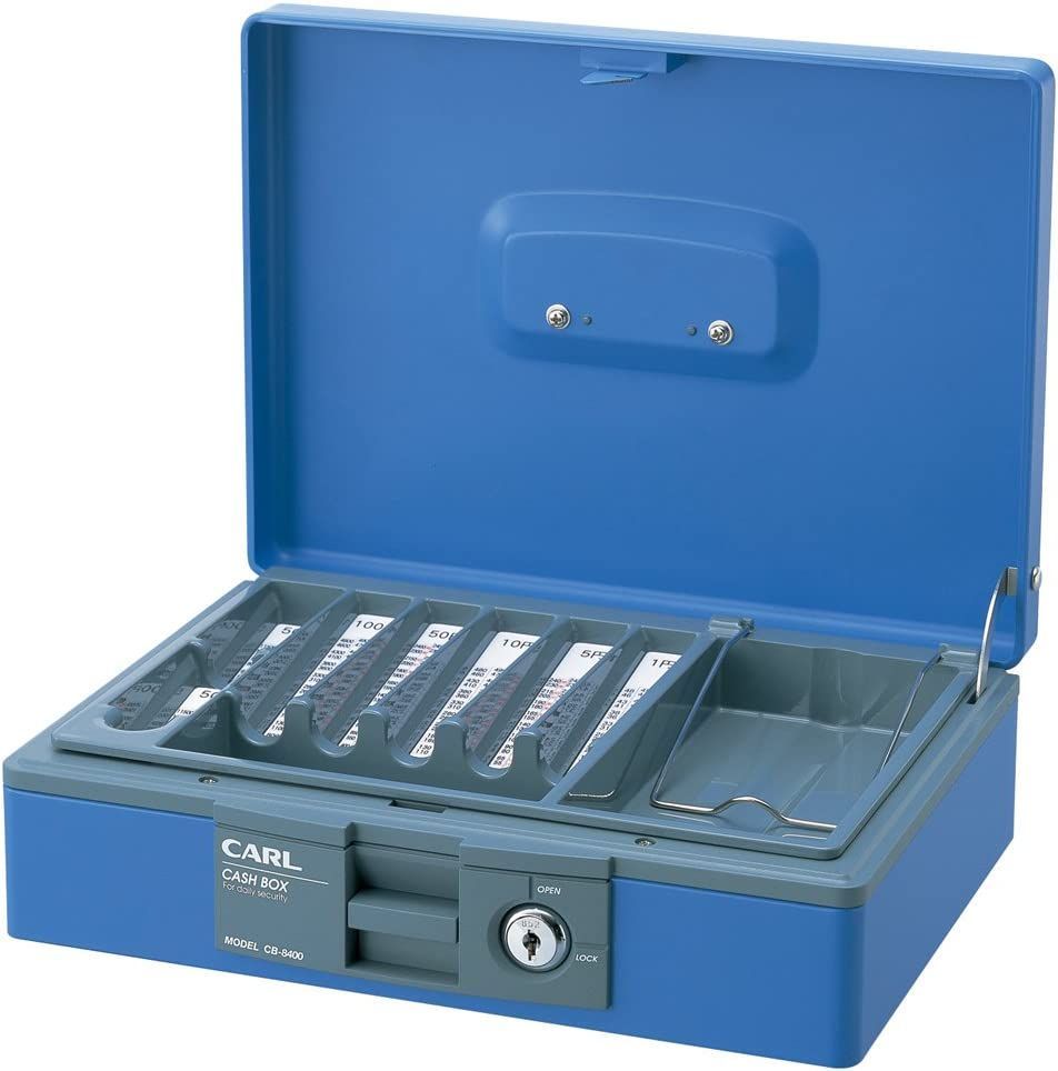 手提げ金庫 キャッシュボックス A5 ブルー イベント 催し フリマ フリーマーケット 持ち運び デスクの引き出しに