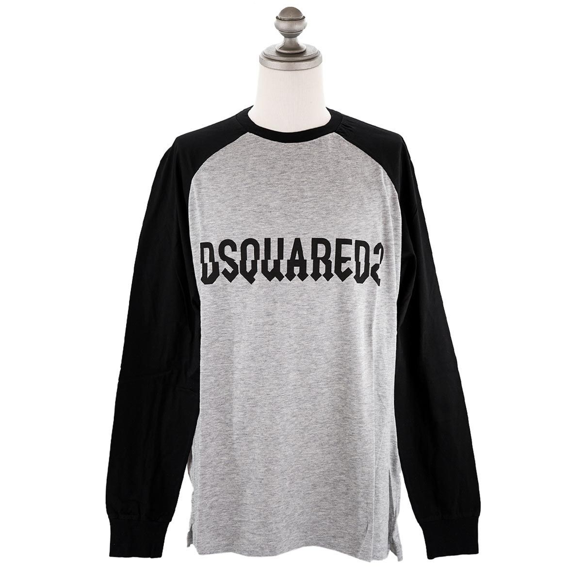 DSQUARED2 ディースクエアード 長袖Tシャツ S74GD1107 S22146 D2 MALE PRE-COLLECTION メンズ 男性 ロンT ロングTシャツ 971 GREY/BLACK グレー×ブラック