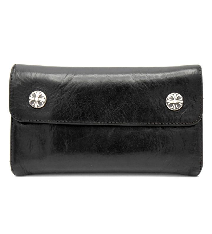 クロムハーツ CHROME HEARTS WAVE ウェーブ クロスボール レザー ウォレット 財布 n8298