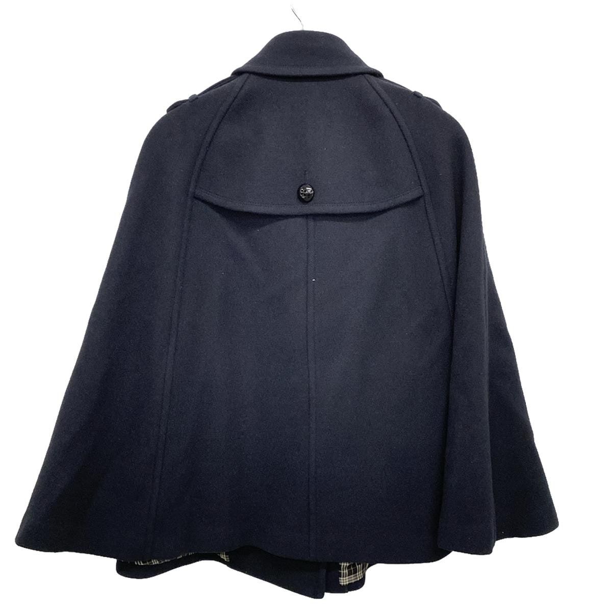 【極美品】バーバリーブルーレーベル　ウールポンチョコート　チェック　38 極美品】バーバリーブルーレーベル ウールポンチョコート