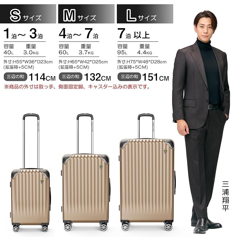[New Trip] スーツケース キャリーケース 拡張機能付 Lサイズ 大型 7泊以上 長期旅行 キャリーバッグ 耐衝撃 超軽量 静音ダブルキャスター TSAロック搭載 ファスナータイプ 旅行 トラベル 海外 ビジネス 出張 1週間 95リットル シャン 1