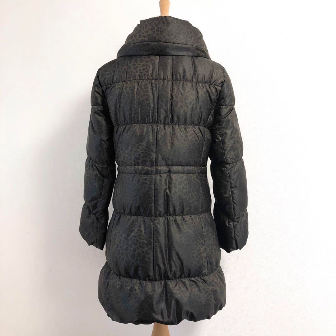 極美品 Leilian レリアン ダウンコート ロング カーキ ヒョウ柄 豹柄