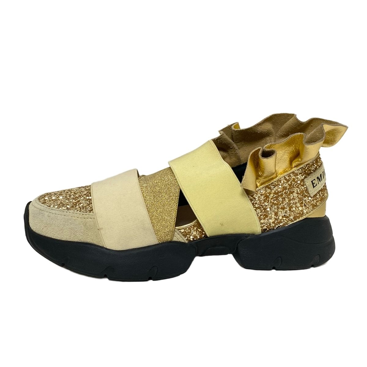 EMILIO PUCCI PUCCI エミリオプッチ スリッポン 37 レディース - アイボリー×ゴールド×マルチ インソール取外し可 レザー