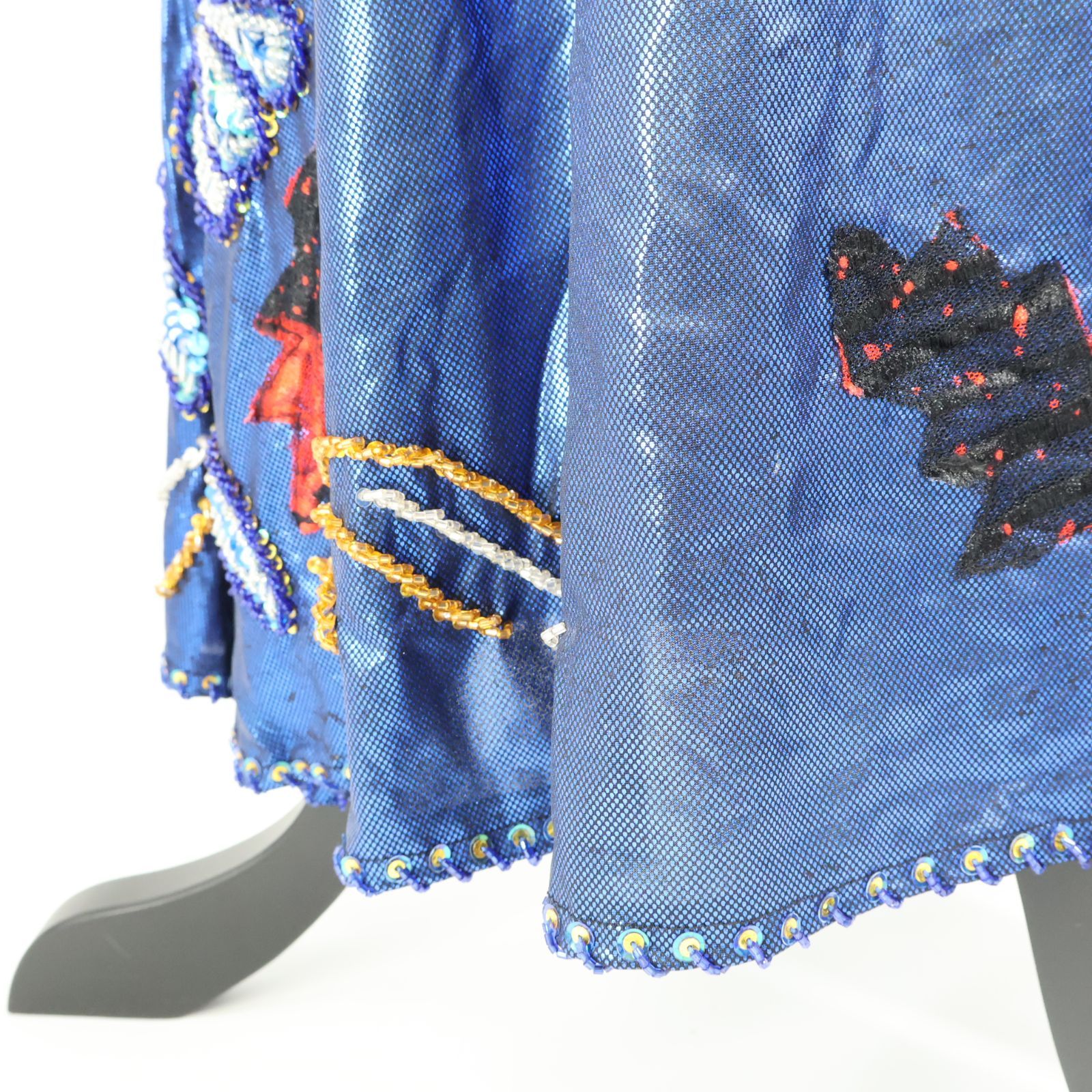 【ベリーダンス用オリエンタル衣装】ラメ入りブルー ブラトップ スリットスカート ベリーダンス用 オリエンタル衣装】ブルー スパンコールラメ ビーズ