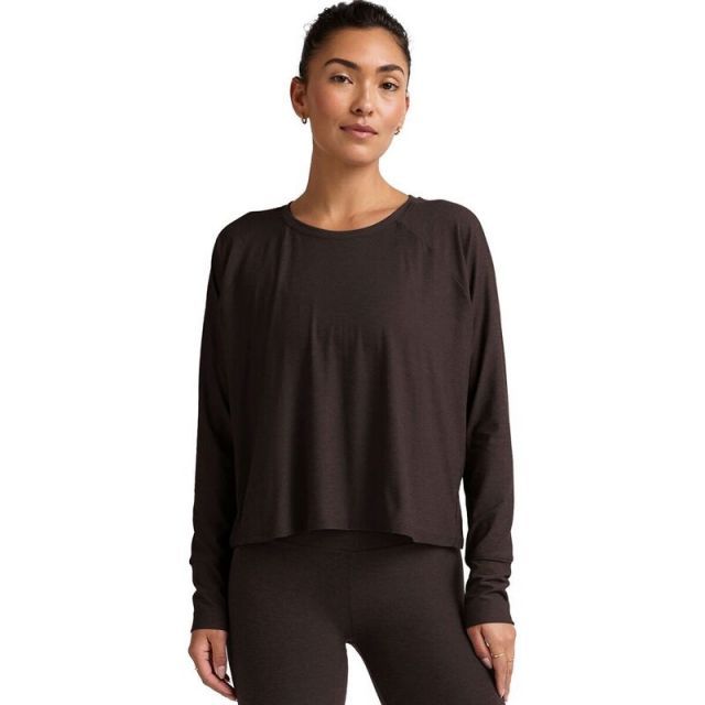 【送料無料】 ビヨンドヨガ レディース Tシャツ トップス Featherweight Daydreamer Pullover - Women's Dark Chocolate Heather