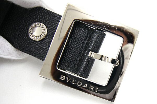 美品 BVLGARI ブルガリ ベルト スクエアバックル ブラック メンズ 中古 ブルガリ ベルト ブラック レザー 中古 スクエアバックル ロゴ