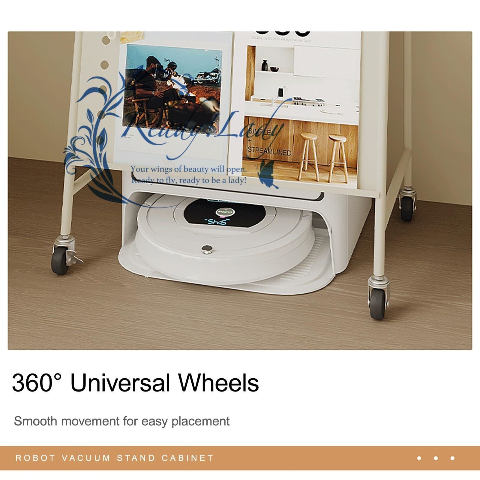 ャスター付き バスルーム用小型サイドテーブル