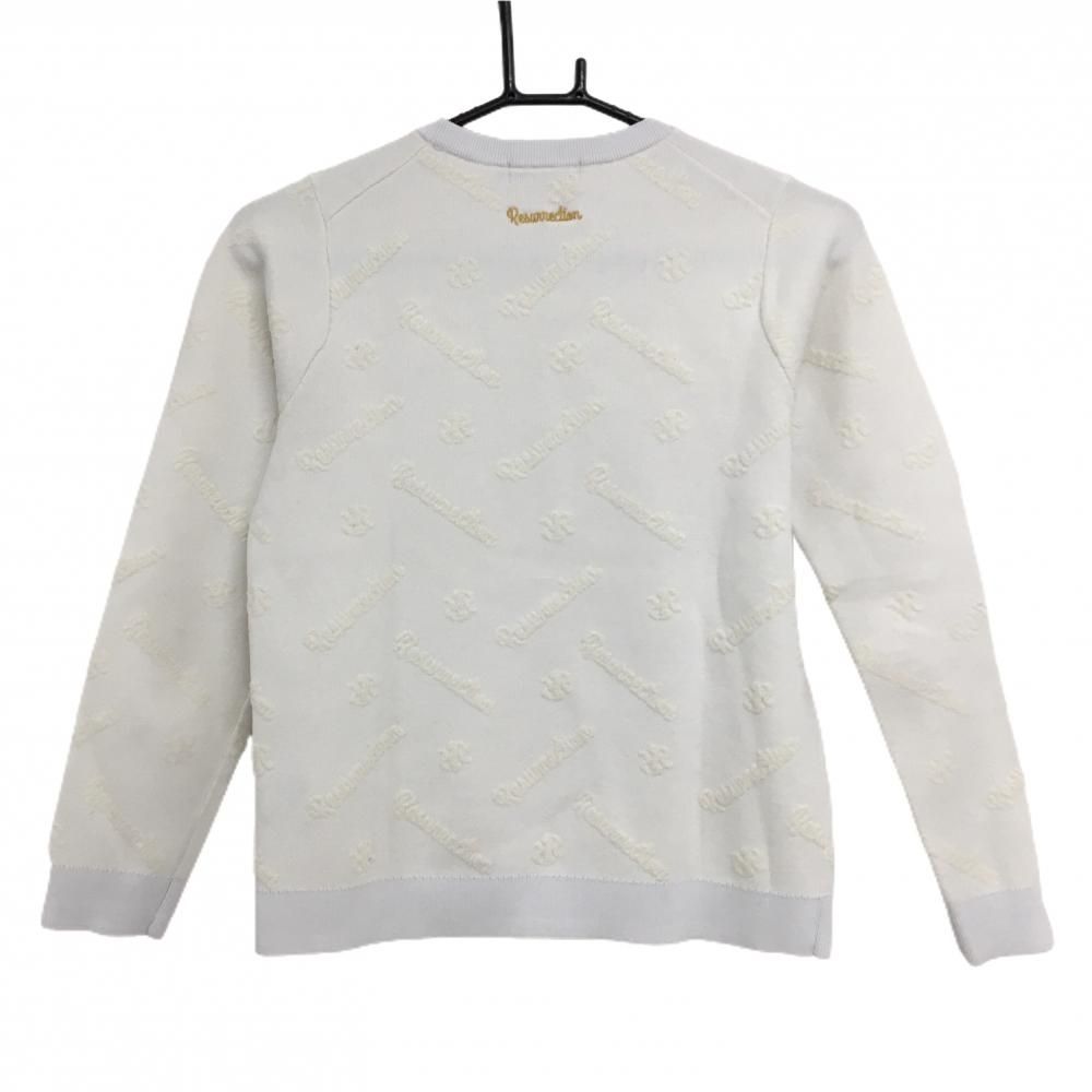 レザレクション セーター 白 ロゴ総柄 ウール混 レディース S ゴルフウェア Resurrection